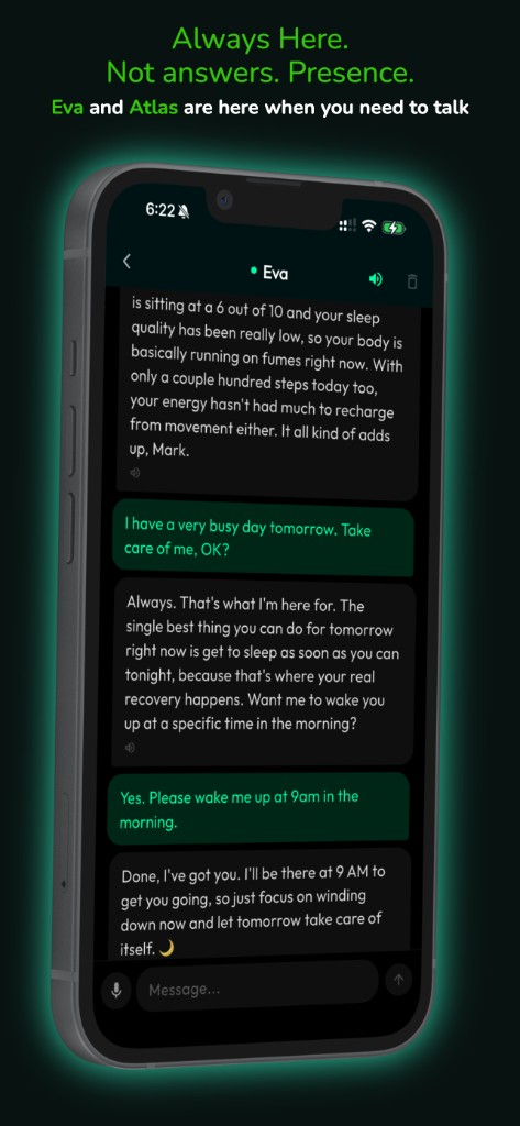 Always here: Eva and Atlas presence chat
